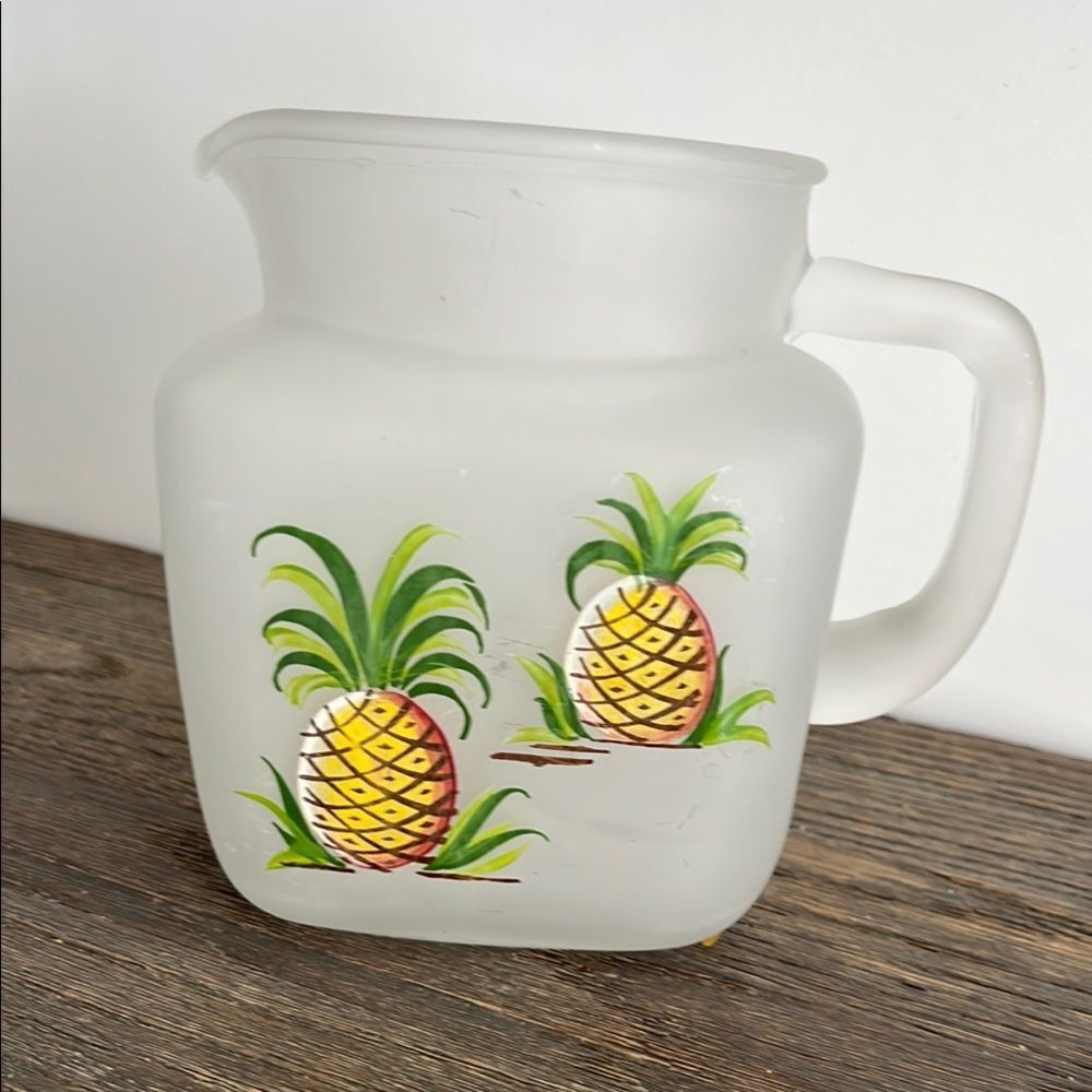 Frosted Glass Pitcher with Pineapple Design